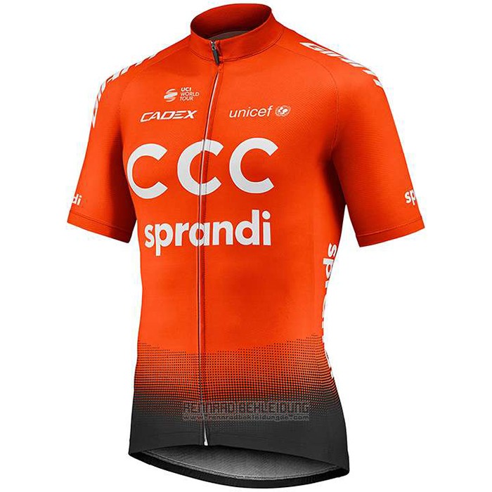 2020 Fahrradbekleidung CCC Team Orange Shwarz Trikot Kurzarm und Tragerhose - zum Schließen ins Bild klicken